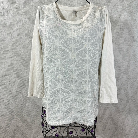 J Crew grey floral embroidery blouse size M - Picture 1 of 8